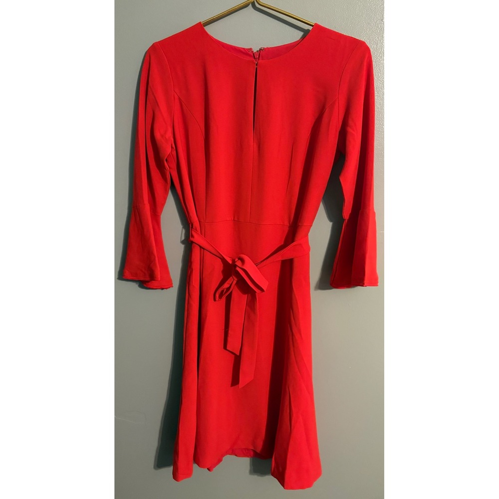 Ann Taylor Red Bell Sleeve Keyhole Fit and Flare Tie Waist Dress Size 2